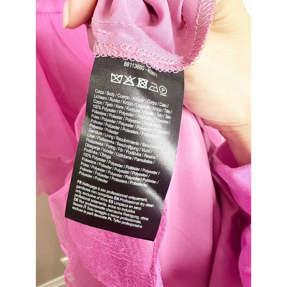 Theia Nicki Organza Strapless A Line Ruffle Gown Sweetheart Pink 14 NEW $745 - Picture 10 of 14